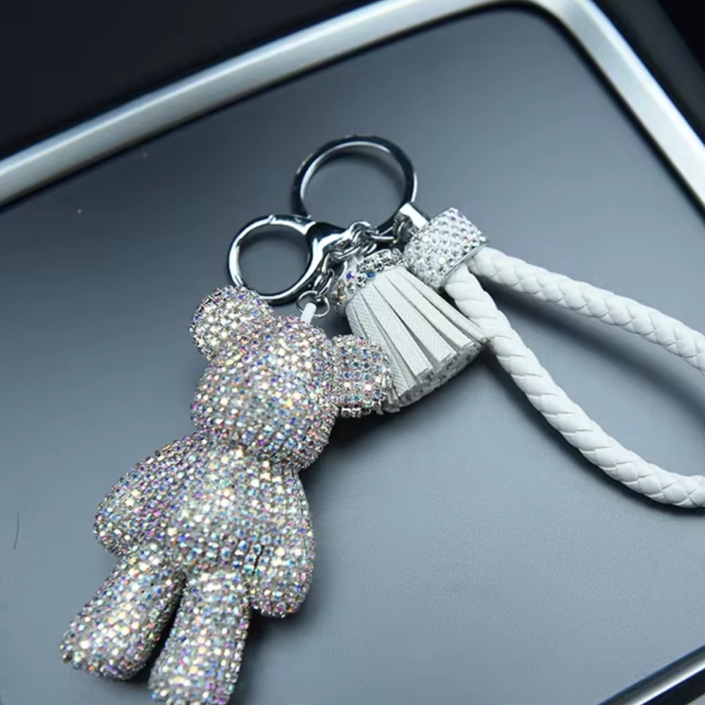 Rhinestone Bear Keychain Charm - Picture 4 of 7